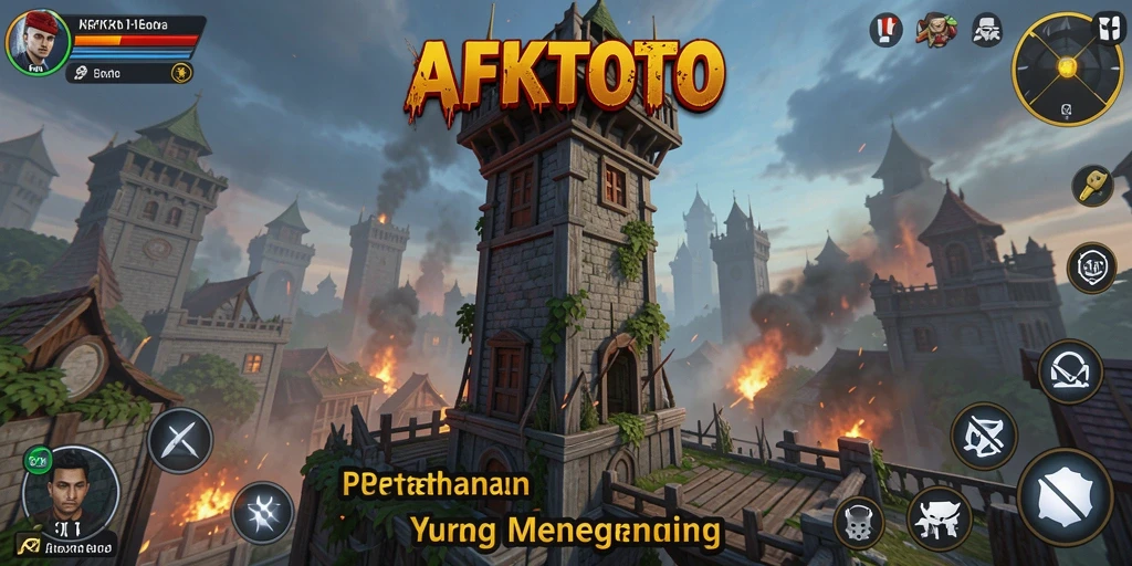 Tampilan gameplay AFKTOTO dengan menara dan musuh yang berinteraksi.