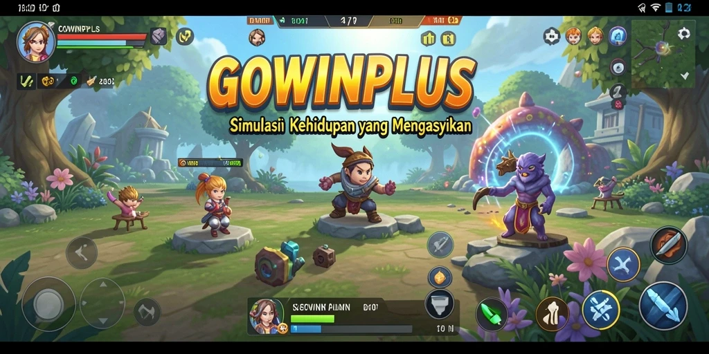 Tampilan gameplay dalam GOWINPLUS yang menampilkan kehidupan sehari-hari yang imersif.