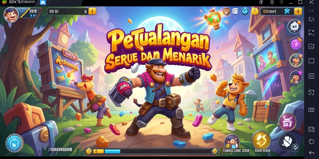 Tampilan gameplay arcade IDN789 yang seru dan penuh warna.