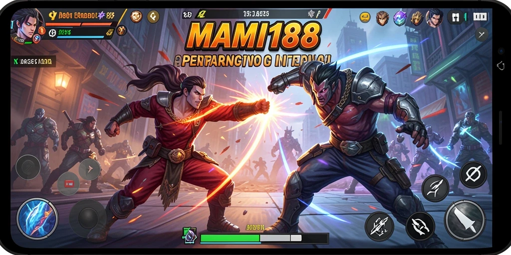 Tampilan gameplay MAMI188 dengan pertarungan seru dan karakter unik.