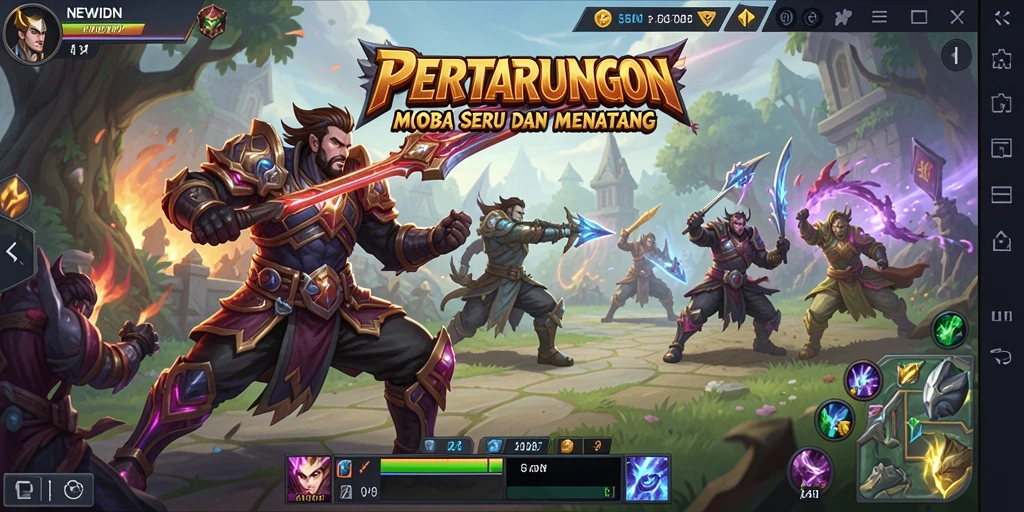 Tampilan intens pertarungan di arena MOBA NEWIDN.