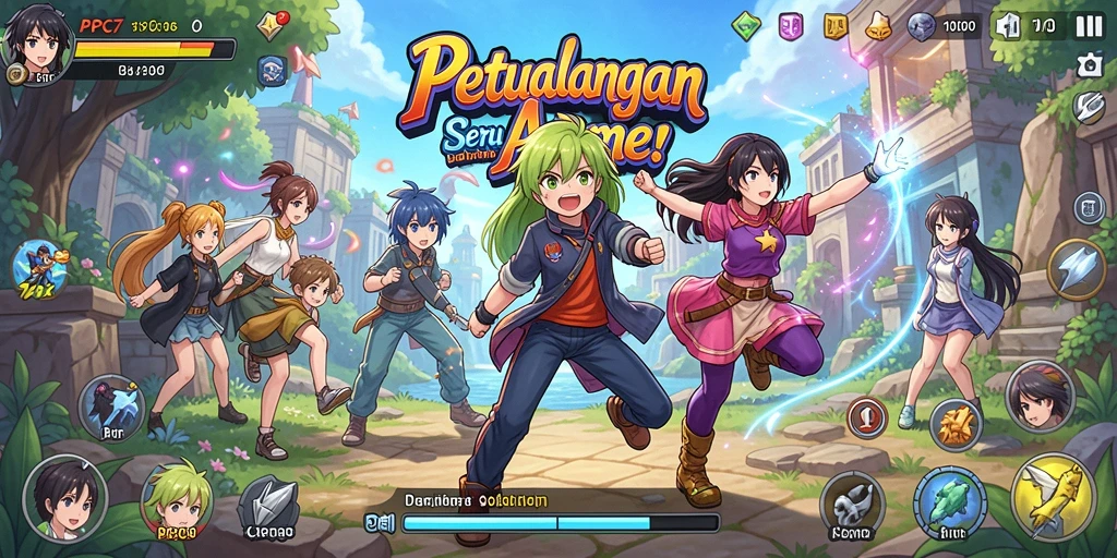 Screenshot gameplay PCPC7 yang menampilkan karakter Anime yang beraksi.