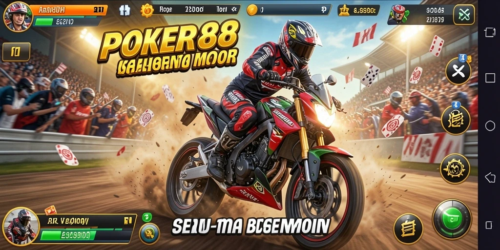 Gameplay POKER88 yang menegangkan saat balapan motor.
