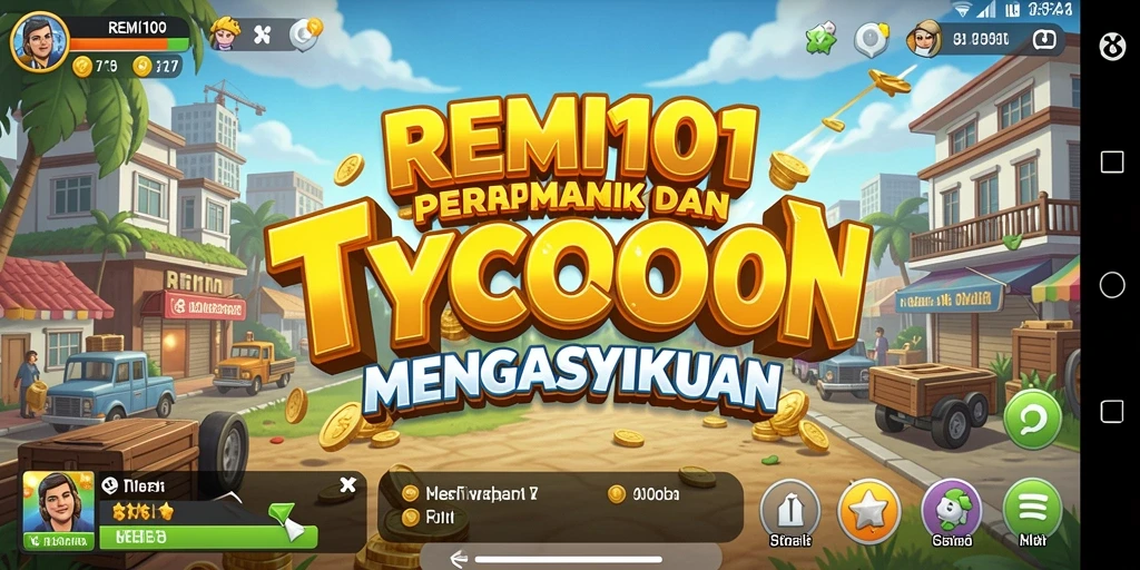 Tampilan gameplay REMI101 yang menggambarkan keseruan manajemen bisnis.