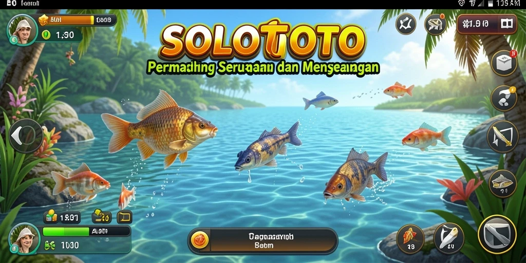 Gameplay SOLOTOTO menampilkan aksi seru dalam memancing yang mengasyikkan.