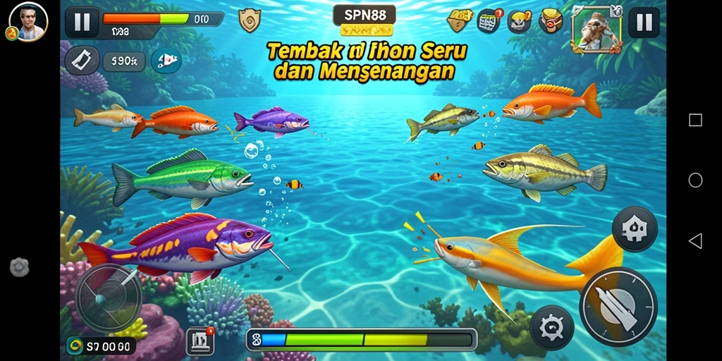 Tangkapan layar gameplay SPN88 dengan aksi seru Tembak Ikan.