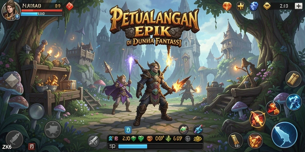 Tampilan gameplay RPG yang mendebarkan di ZK6 dengan karakter petualangan.